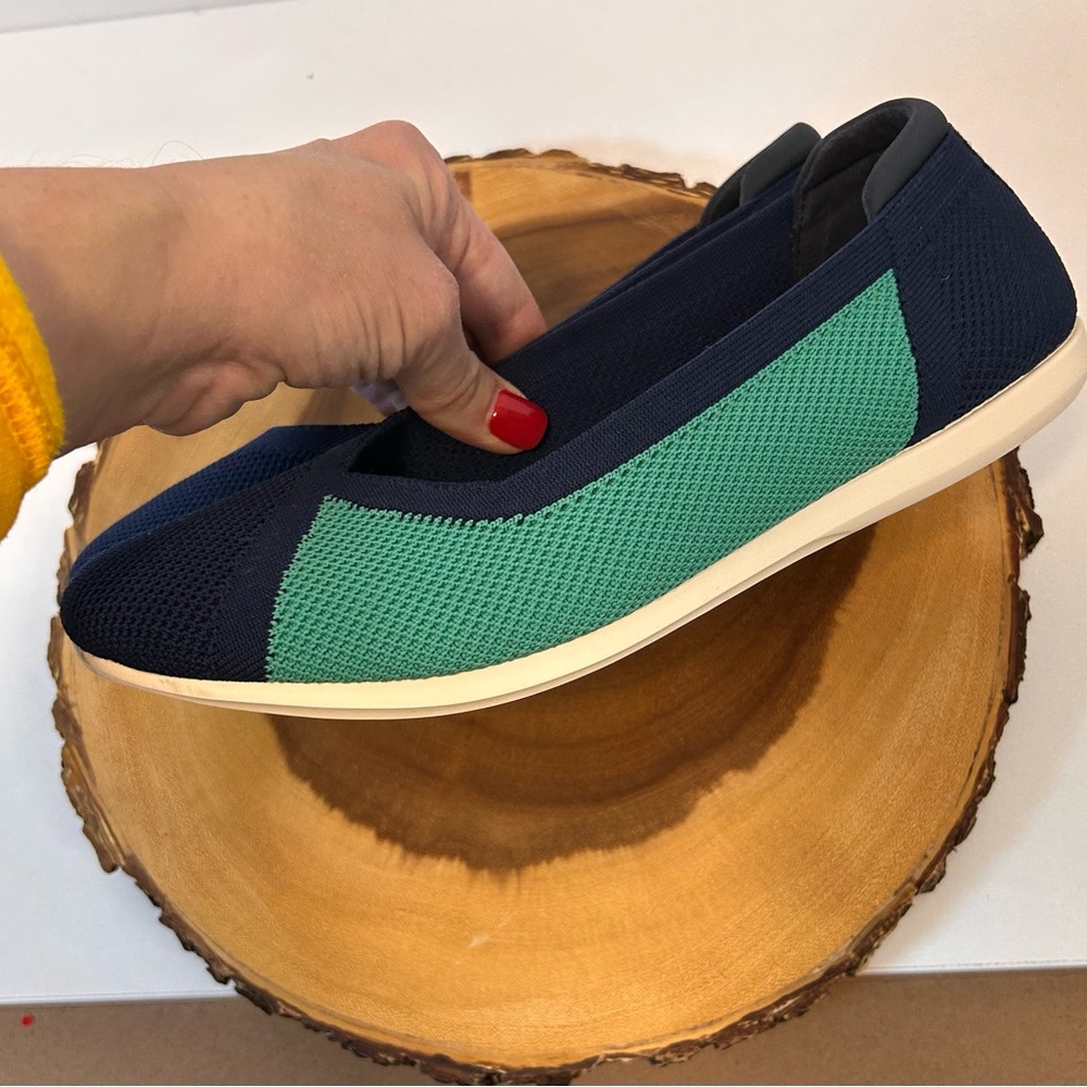 Clarks Cloudsteppers Carly Wish Ballet Navy and Green Flats Women’s Size 9 - Picture 4 of 8